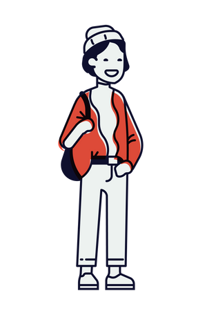 Boy wearing bag and cap  Illustration