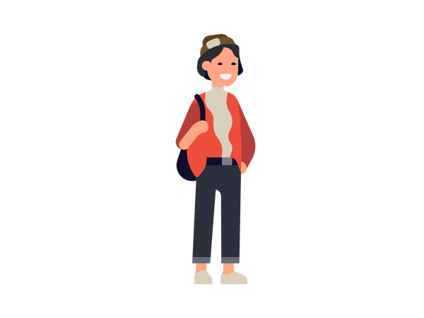 Boy wearing bag and cap  Illustration