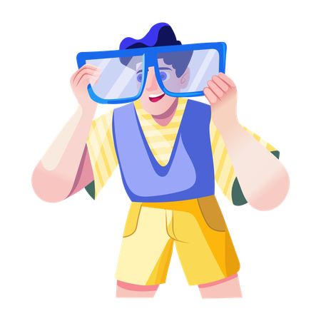 Boy wearing Big Glasses  Illustration