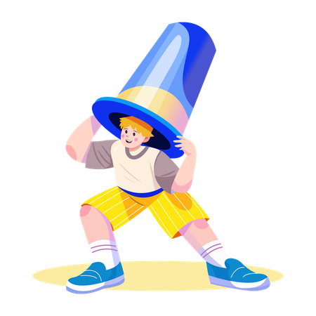 Boy wearing big hat  Illustration