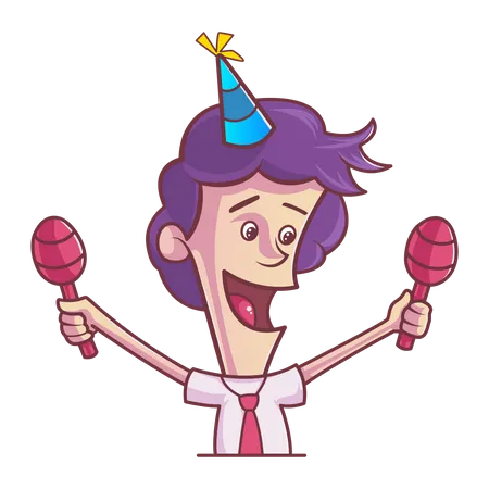 Boy wearing birthday cap  Illustration