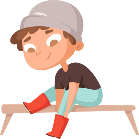 Boy wearing boots  Illustration