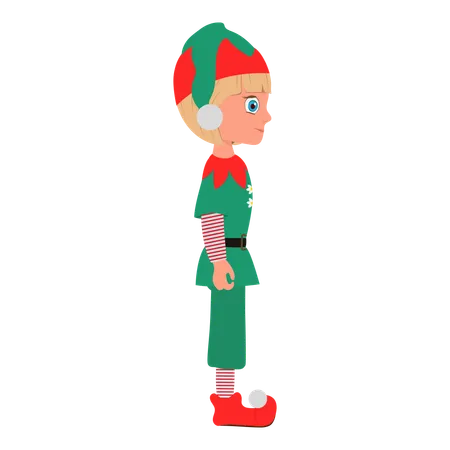 クリスマスのエルフの衣装を着た男の子  イラスト