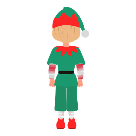 クリスマスのエルフの衣装を着た男の子  イラスト