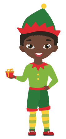 Boy wearing christmas elf costume  Illustration