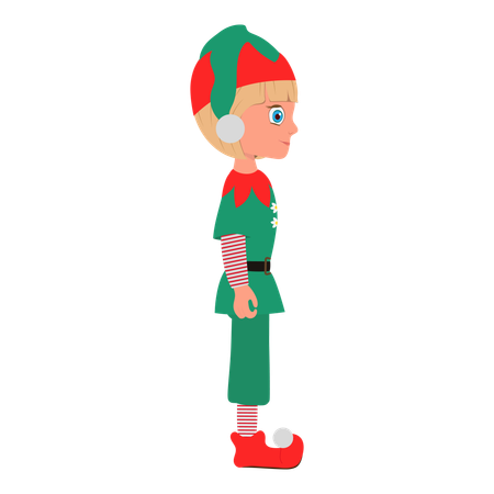 Boy Wearing Christmas Elf Costume  Illustration