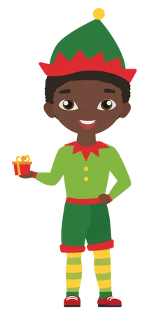 Boy wearing christmas elf costume  Illustration