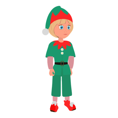 Boy Wearing Christmas Elf Costume  Illustration