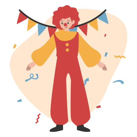 Boy wearing Clown Costume  Illustration