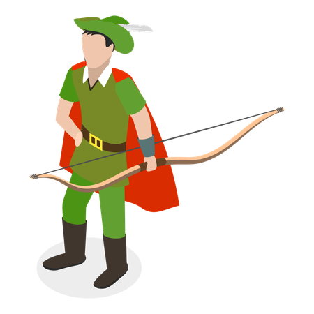 Boy wearing costume of robin hood  Illustration