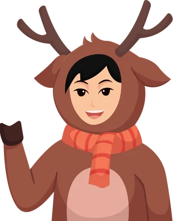 Boy wearing Deer Costume Illustration