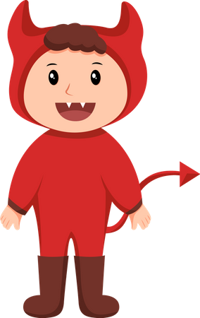 Boy wearing Devil Halloween Costume  Illustration