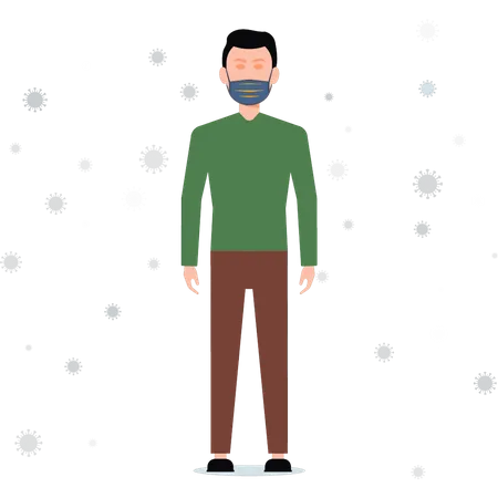 Boy wearing face mask  Illustration