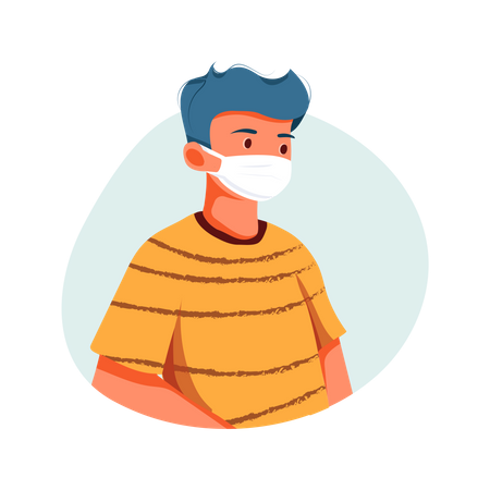 Boy Wearing Face mask  Illustration