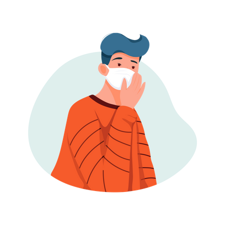 Boy Wearing Face mask  Illustration