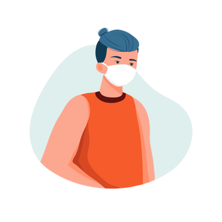 Boy Wearing Face mask  Illustration