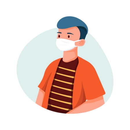 Boy Wearing Face mask  Illustration