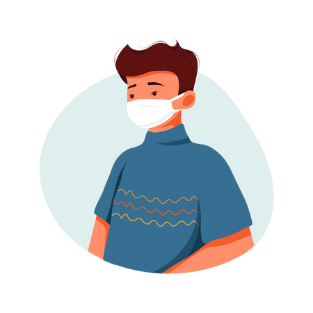 Boy Wearing Face mask  Illustration