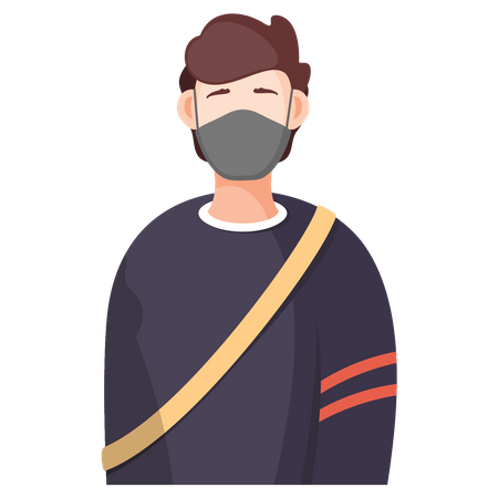 Boy wearing facemask Illustration