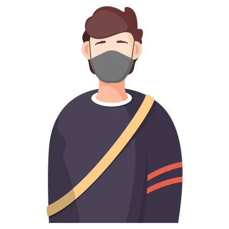 Boy wearing facemask Illustration