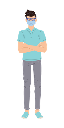 Boy Wearing Facemask  Illustration