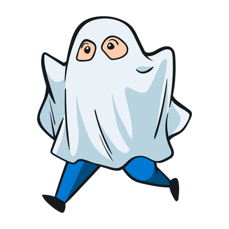 Boy wearing ghost costume  イラスト