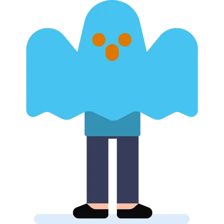 A Boy Dressed As A Ghost For Halloween Illustration