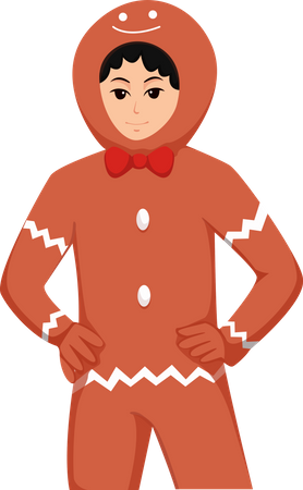 Boy wearing gingerbread costume  일러스트레이션