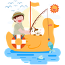 kids fishing illustration free download