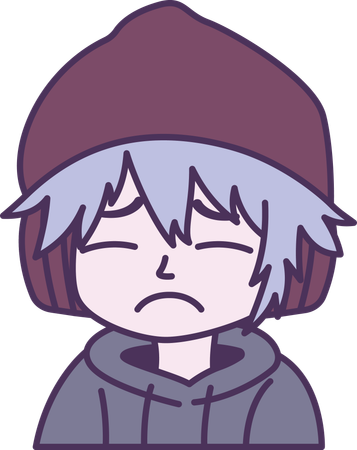 Boy wearing hat with sad expression  Illustration