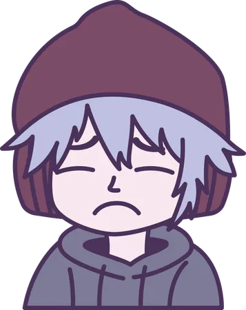 Boy wearing hat with sad expression  Illustration