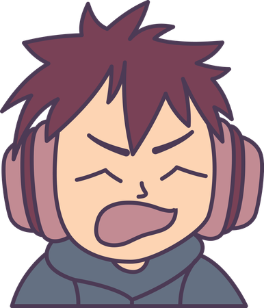 Boy wearing headset with angry screaming expression  Illustration