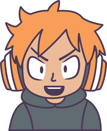 Boy wearing headset with annoyed angry expression  Illustration