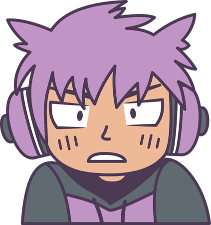 Boy wearing headset with annoyed angry expression  Illustration