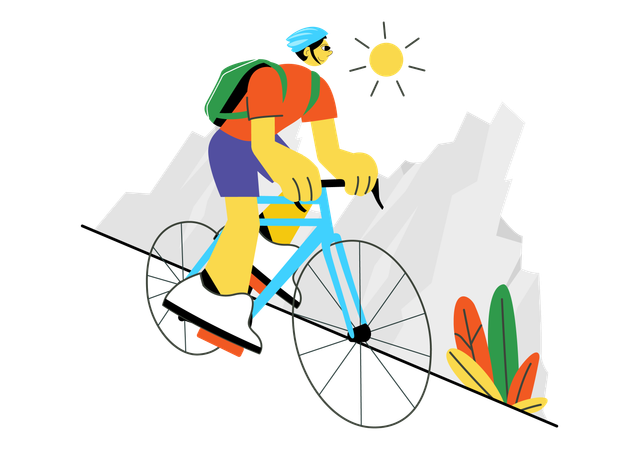 Boy wearing helmet while going for cycle riding  Illustration