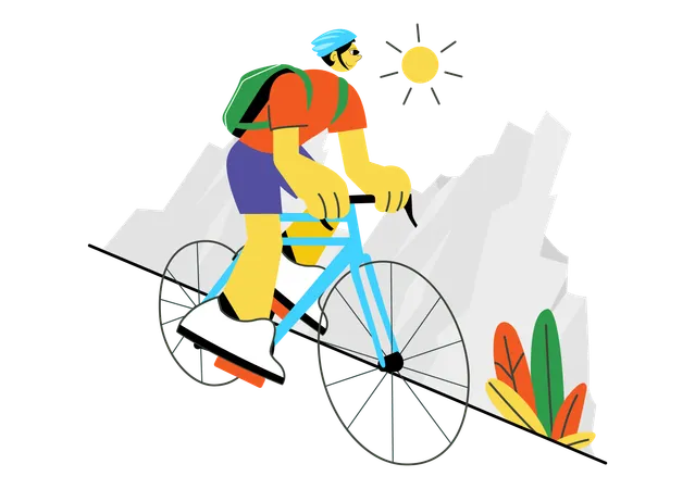 Boy wearing helmet while going for cycle riding  Illustration