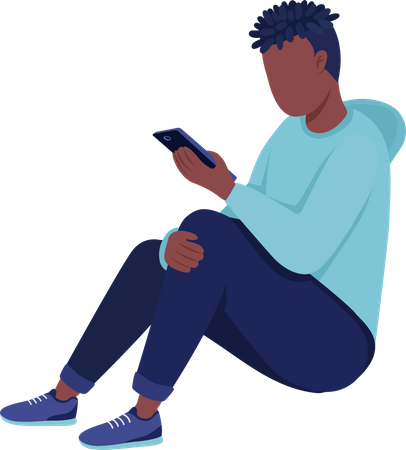 Boy wearing hoodie using smartphone  Illustration