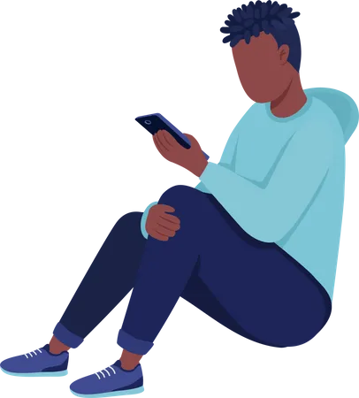 Boy wearing hoodie using smartphone  Illustration