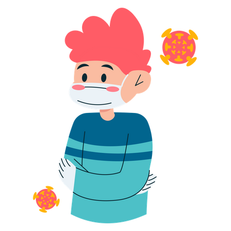 Boy wearing mask  Illustration