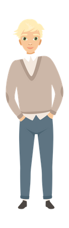 Boy wearing modern style clothes Illustration