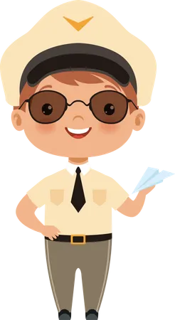 Boy wearing officer costume  Illustration