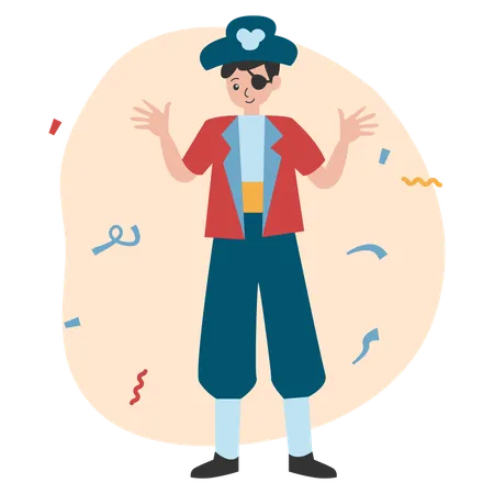 Boy wearing Pirates Costume  Illustration