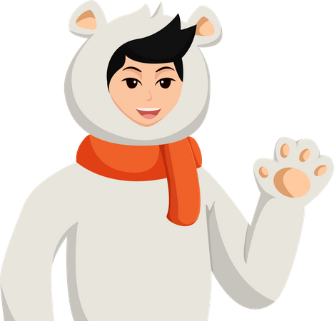 Boy wearing Polar Bear Costume  イラスト