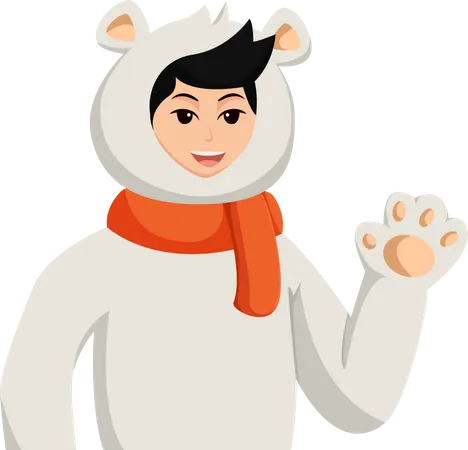 Boy wearing Polar Bear Costume  Illustration