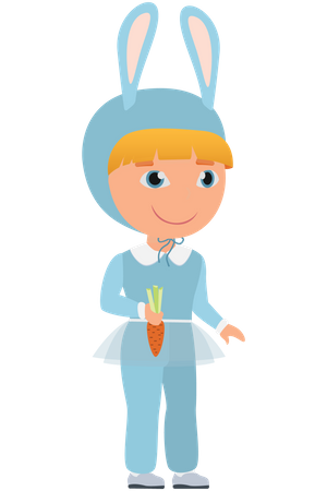 Boy wearing rabbit costume  Illustration