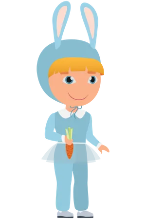 Boy wearing rabbit costume  Illustration