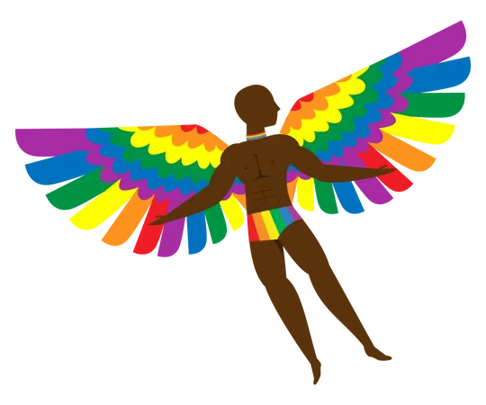 Boy wearing rainbow outfit Illustration