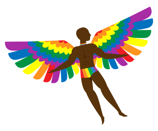 Boy wearing rainbow outfit  Illustration