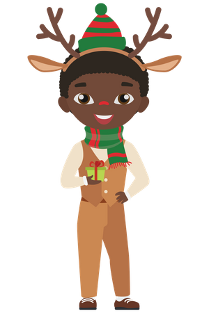 Boy wearing reindeer costume  Illustration