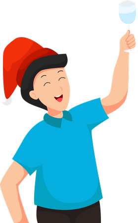 Boy wearing Santa Hat  Illustration